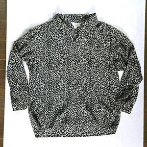 Mens 100% silk shirt blouse SLB Sunny Leigh animal print giraffe sz Large